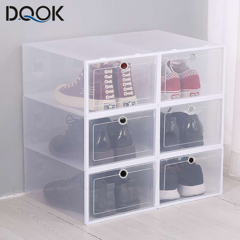 Shoe Box Display - 6-pack transparante schoenendoos schoenenorganizers verdikte opvouwbare