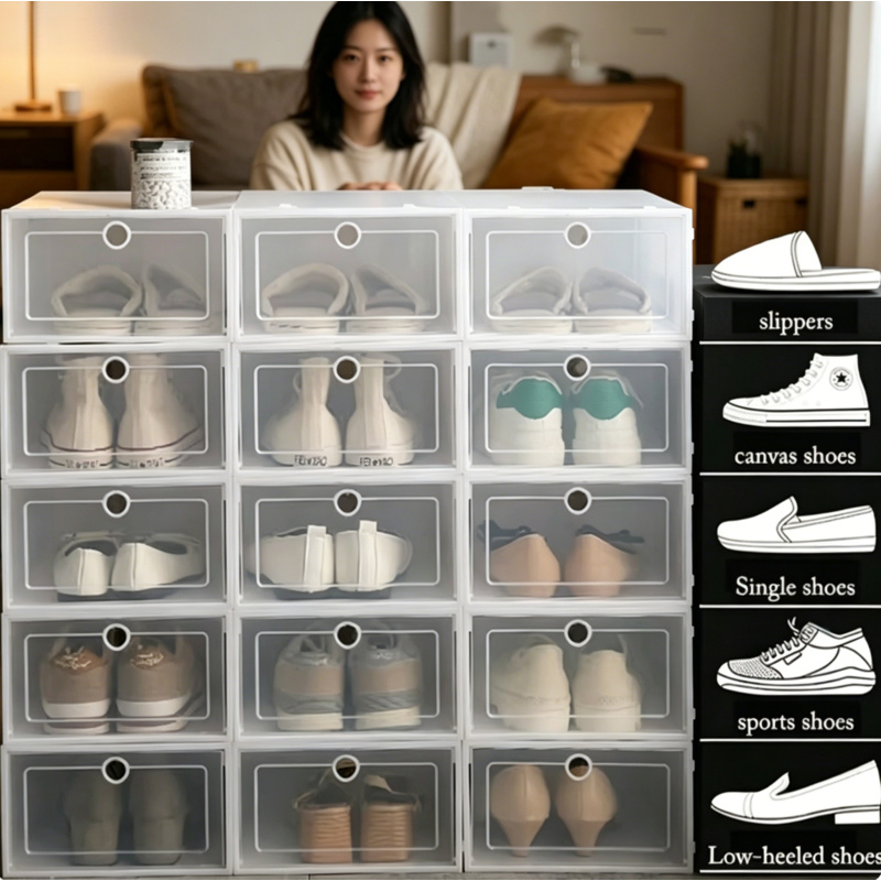 Shoe Box Display - 6 stuks transparante schoenenopbergdozen - stapelbaar,
