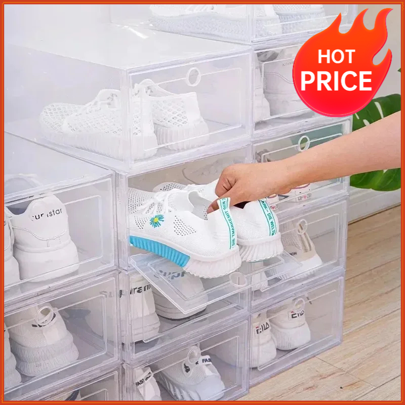 Shoe Box Display - 6 stuks transparante schoenendozen stapelbare schoenendozen